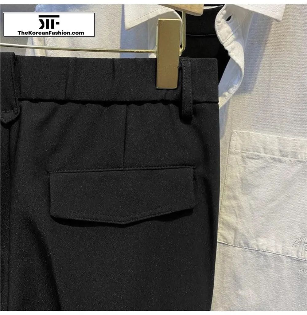 Elastic Waist Suit Casual Straight Pants