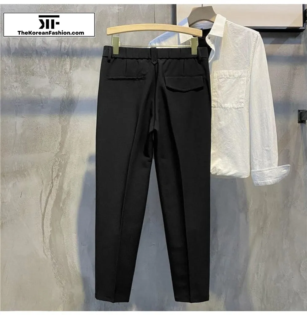 Elastic Waist Suit Casual Straight Pants