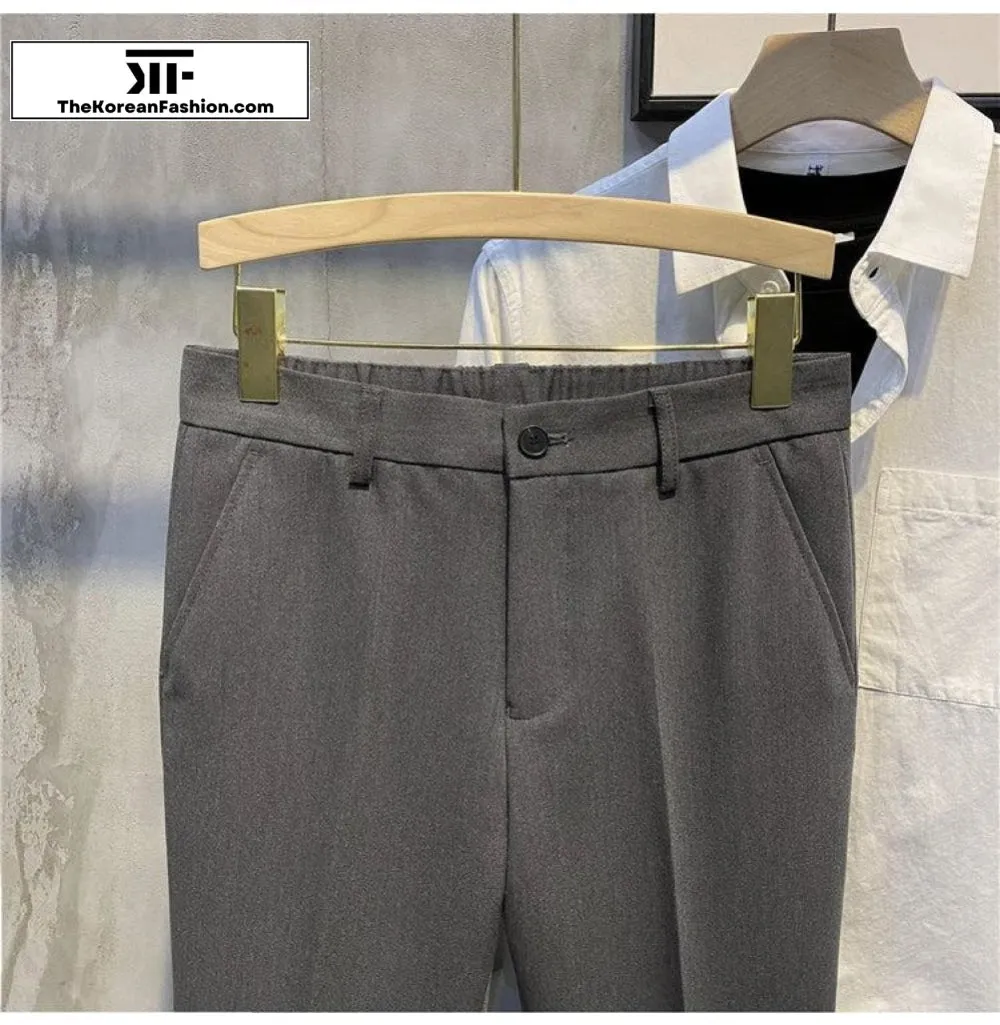 Elastic Waist Suit Casual Straight Pants