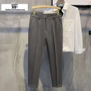 Elastic Waist Suit Casual Straight Pants