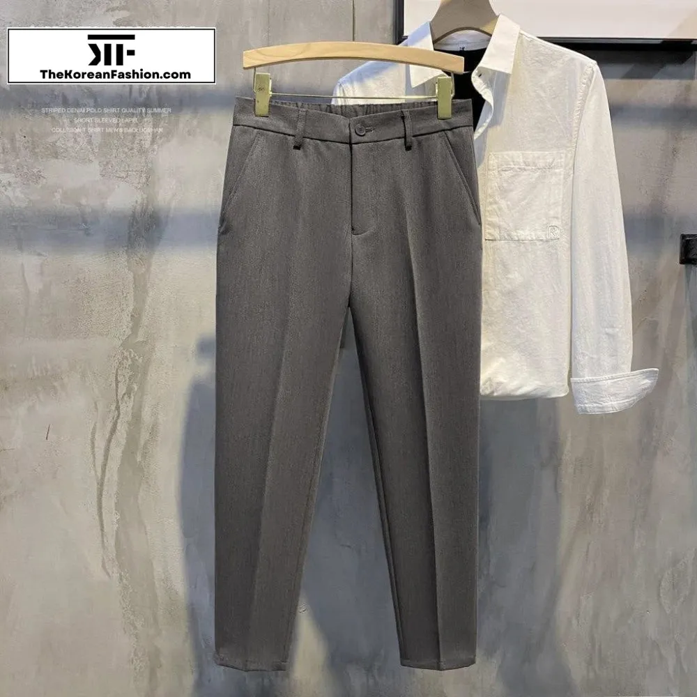 Elastic Waist Suit Casual Straight Pants