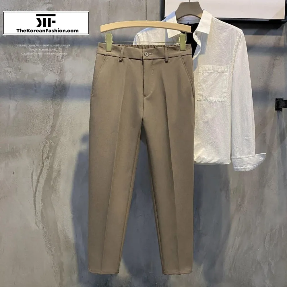 Elastic Waist Suit Casual Straight Pants