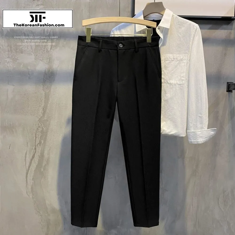 Elastic Waist Suit Casual Straight Pants