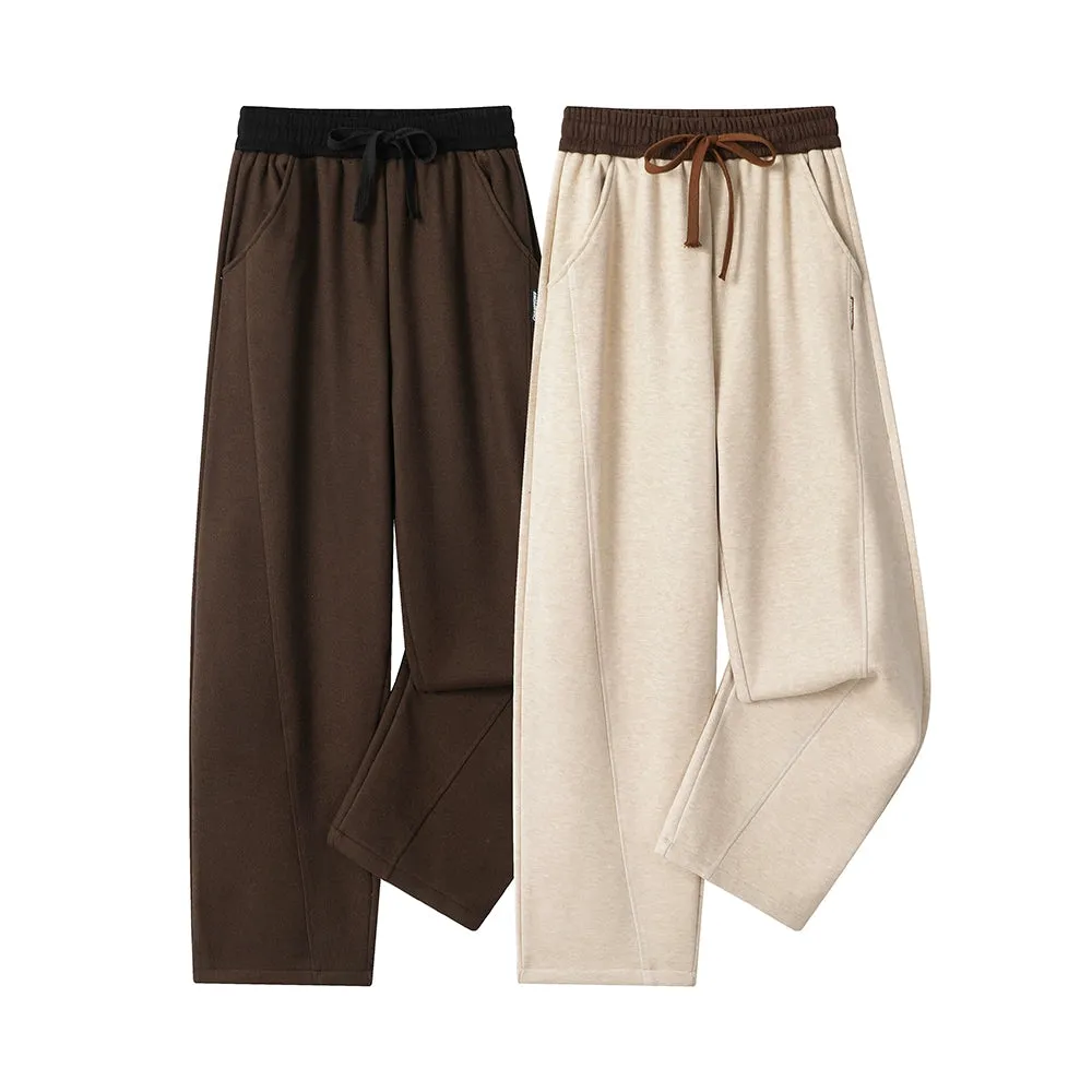 Elastic Waist Velvet Pockets Pants