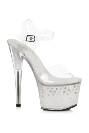 Ellie Shoes 709-MALIA Pointed Stiletto Sandal with Glitter & Star in Platform