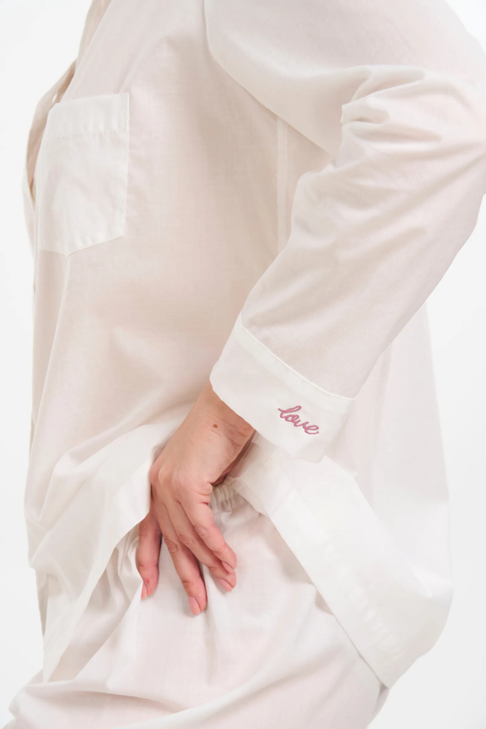 Embroidered Pajama Set - Love