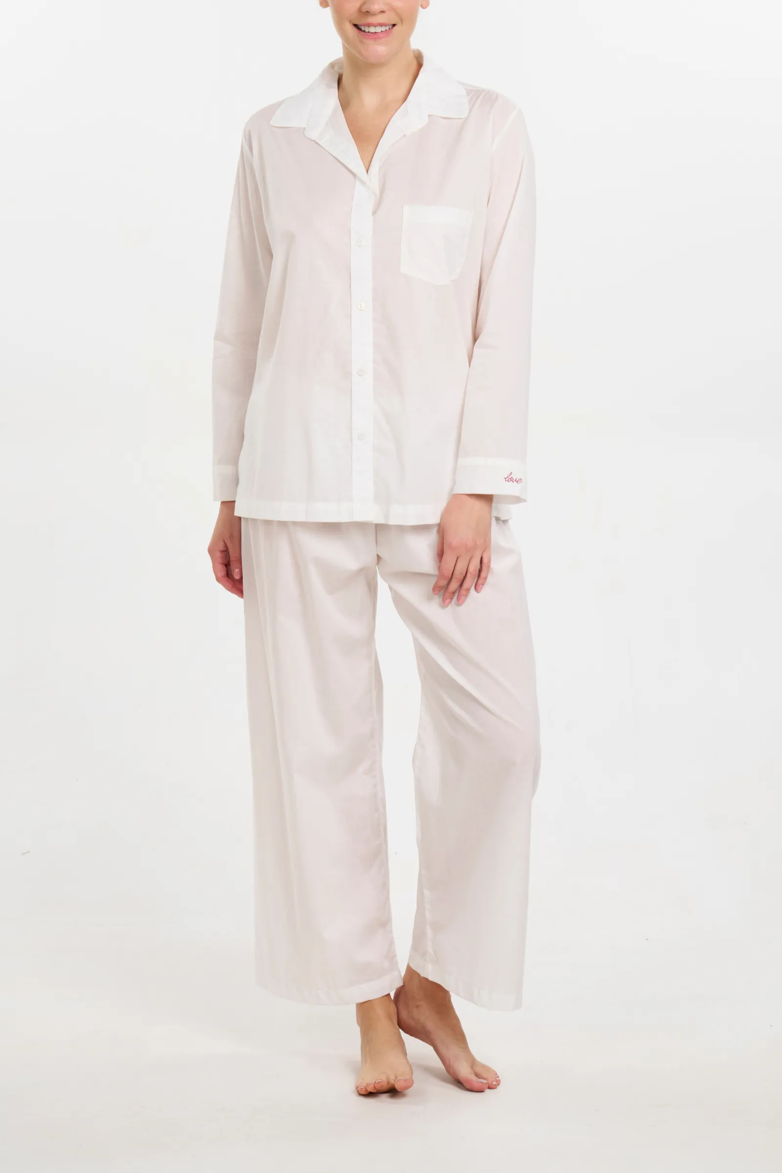 Embroidered Pajama Set - Love