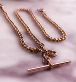 Extremely Pink 9k Prince Albert Chain with Sliding T-Bar and Oversized C-Clasp and Dog Clip