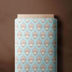 Fabric Cotton Poplin - Damask Vase Blue