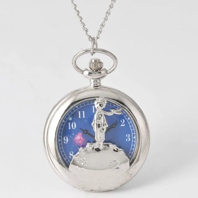 Fashion Gift To Kids Little boy The Little Prince Planet Blue Bronze Vintage Quartz Pocket FOB Watch Popular Gifts