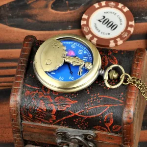 Fashion Gift To Kids Little boy The Little Prince Planet Blue Bronze Vintage Quartz Pocket FOB Watch Popular Gifts
