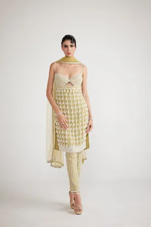 Fern Green Chandelier Pearl Drop Kurta Set