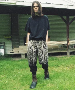 floral scroll jacquard pants