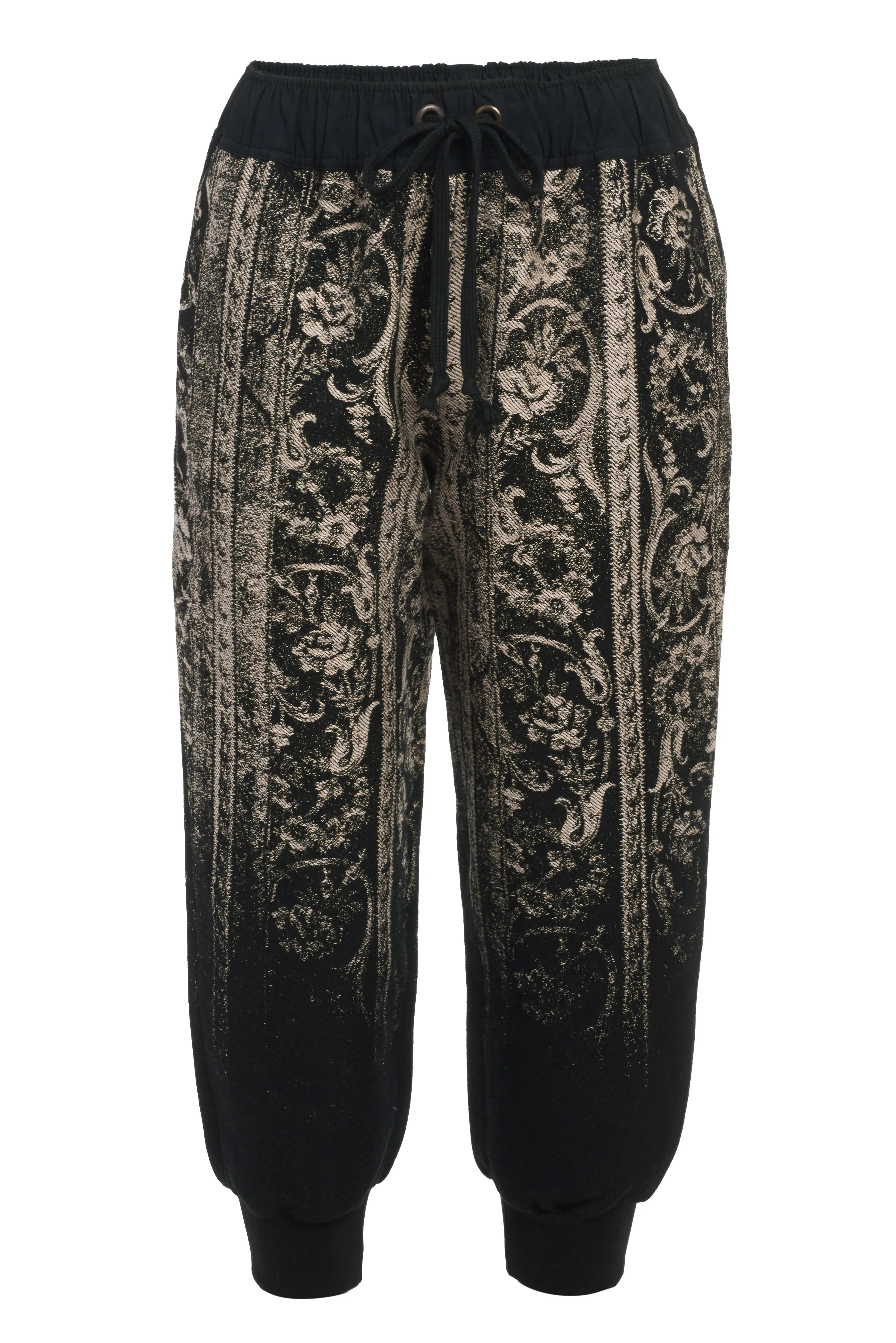 floral scroll jacquard pants