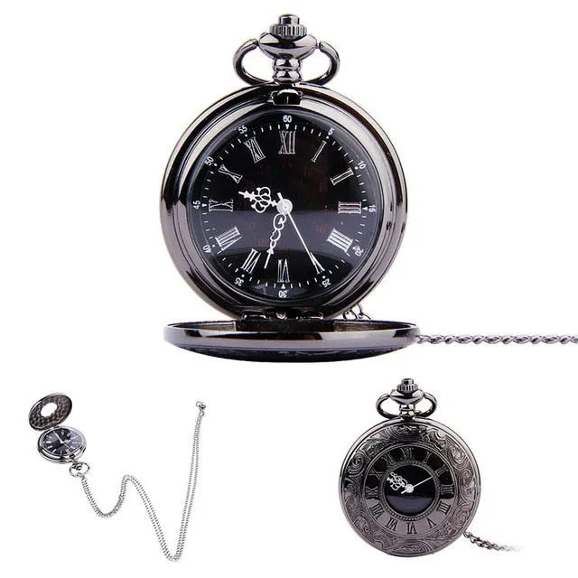 Fob Pocket Watch Vintage Roman Numerals Quartz Watch Clock with Chain Antique Jewelry Pendant Necklace Gifts Relogio Masculino