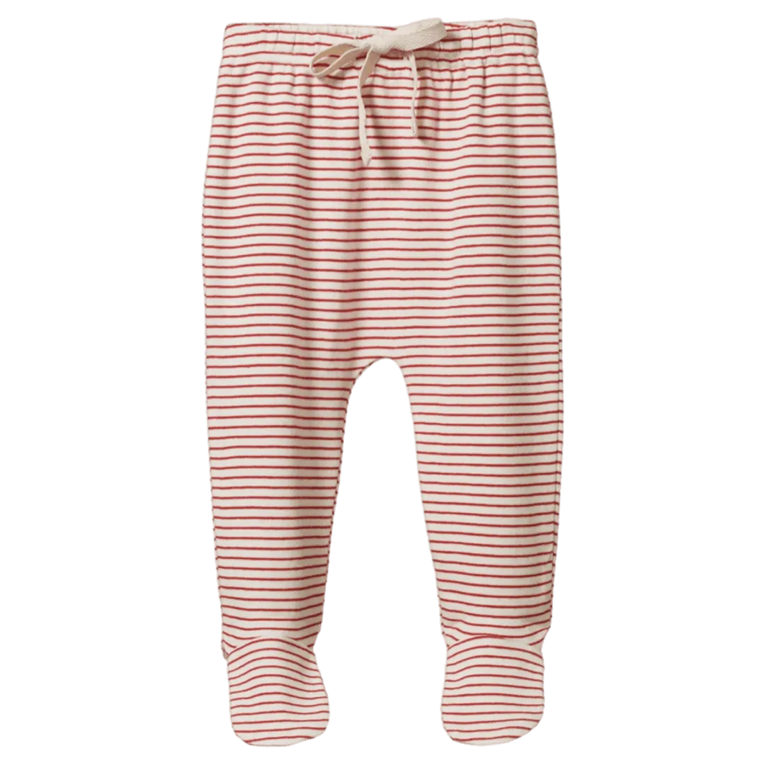 Footed Rompers - Red Pinstripe