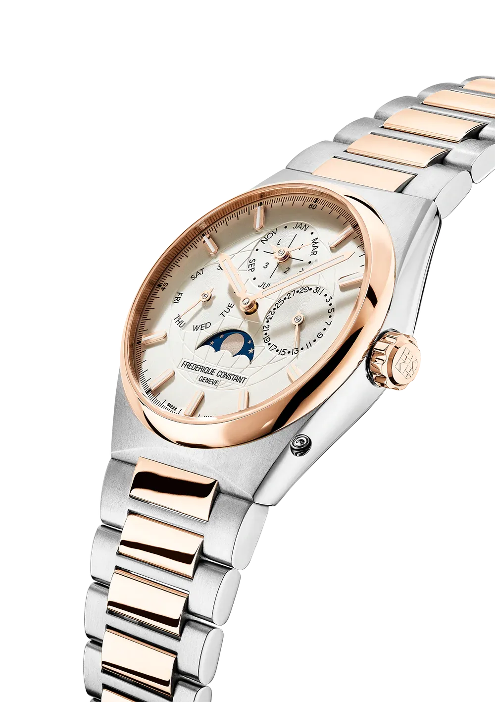 FREDERIQUE CONSTANT HIGHLIFE PERPETUAL CALENDAR MANUFACTURE RG 2 TONES