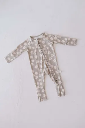 French Gray Floral | Bamboo Zip Pajamas