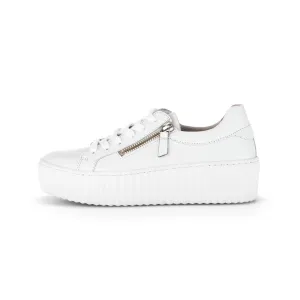 GABOR 43.200.21 WHITE DOUBLE ZIP LACE UP PLATFORM SNEAKER
