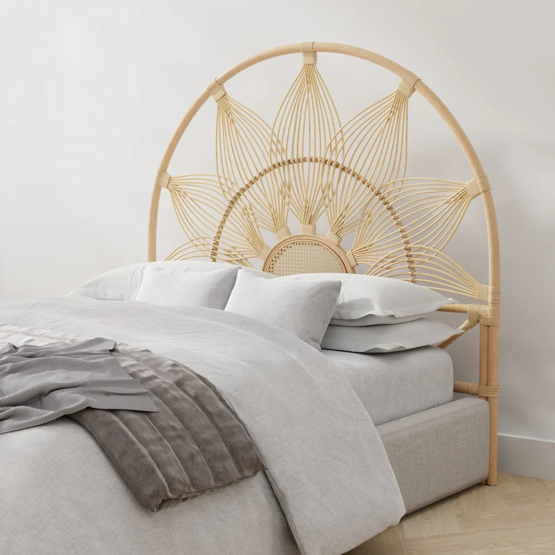 Gafford Wicker/Rattan Open-Frame Headboard Dakota Fields Color: Gold Size: Twin