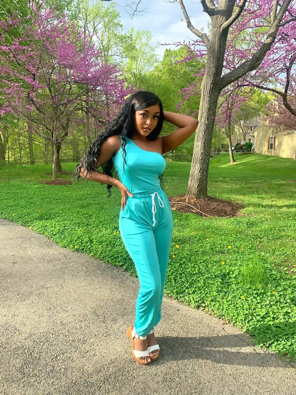 Galore Asymmetrical Two Piece Set (Mint)