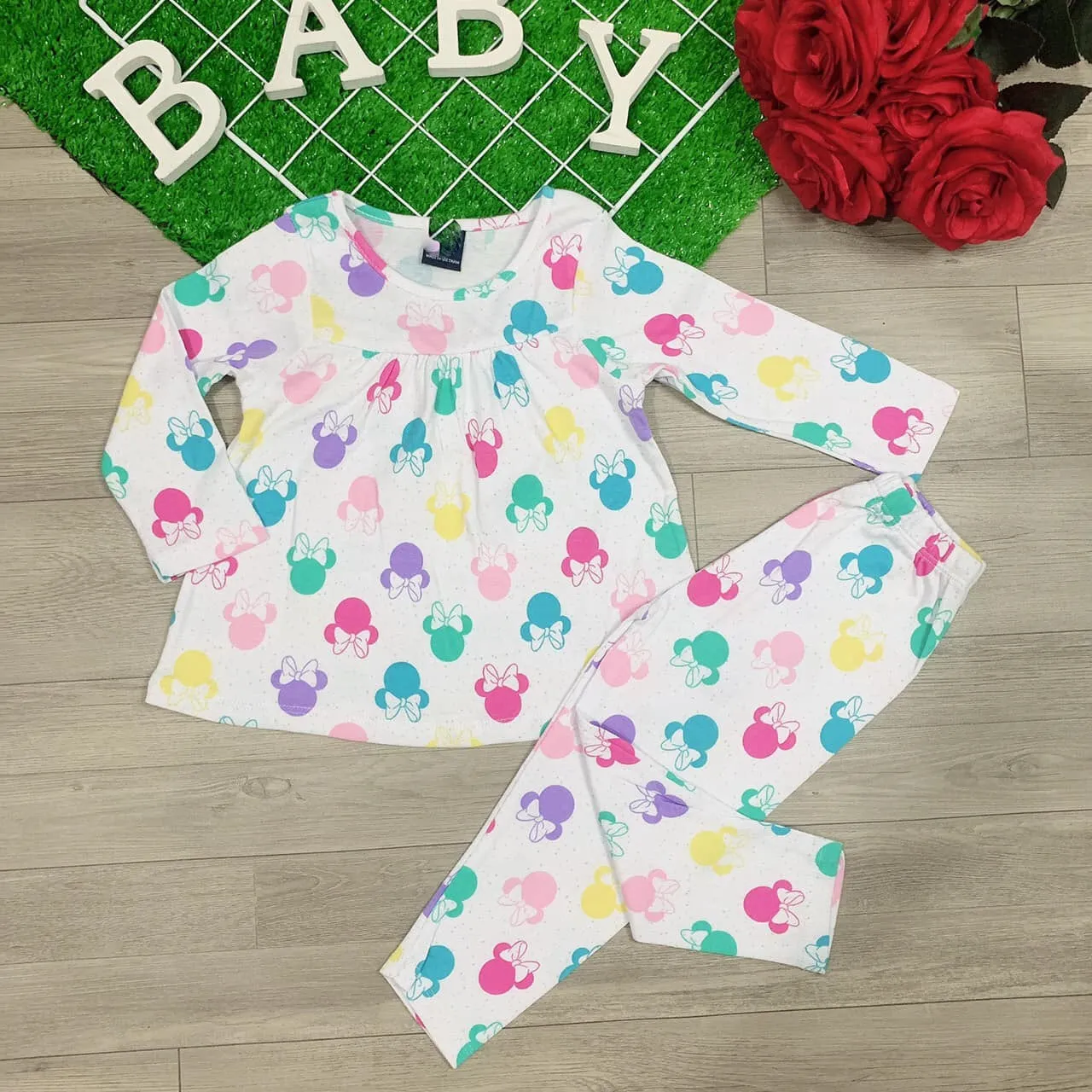 Girl mouse head knit cotton girls pajamas