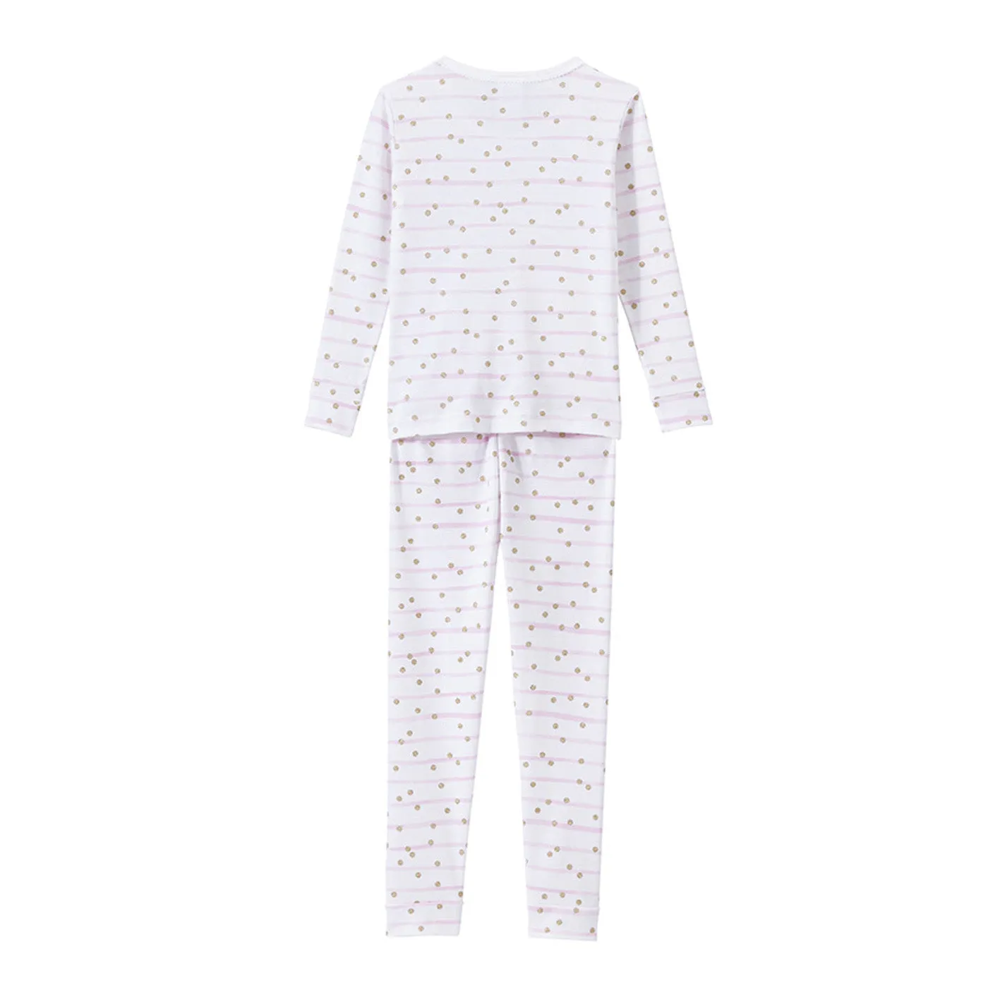 Girl's Pajamas with Stripes and Gold Polka Dot