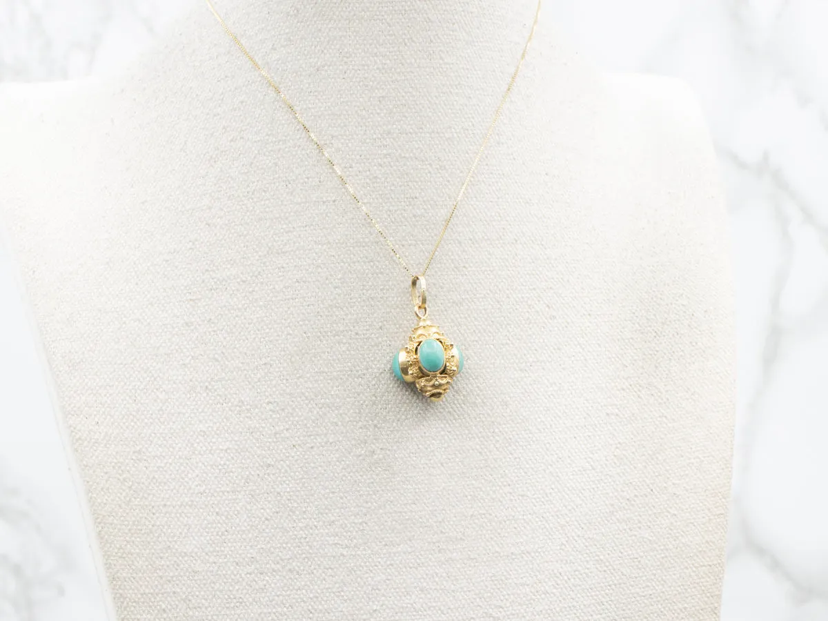 Gorgeous Italian Gold Turquoise Fob