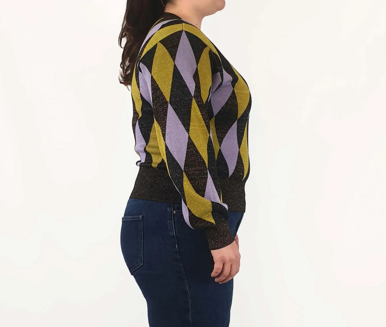 Gorman colourful diamond metallic knit jumper size 16