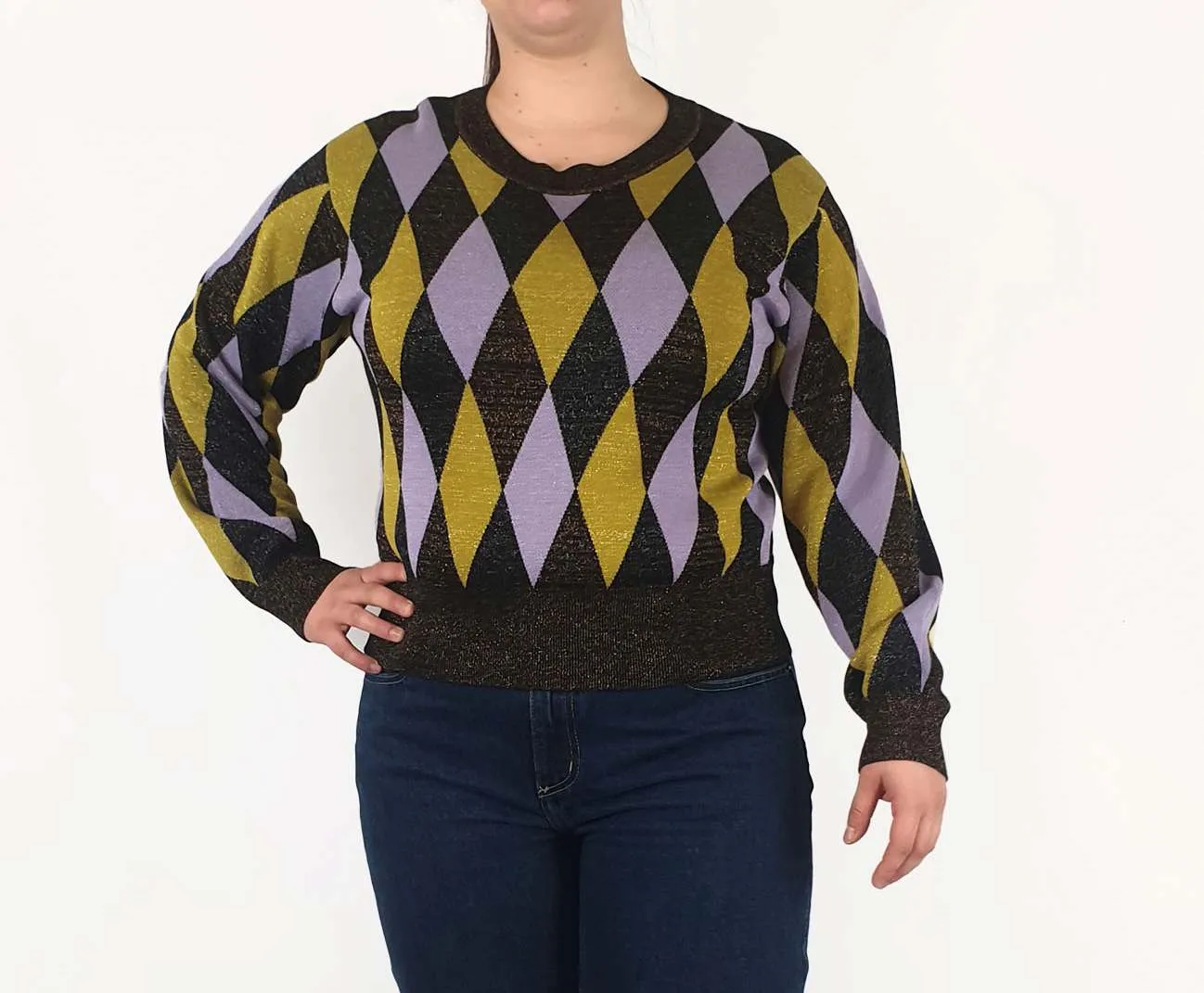 Gorman colourful diamond metallic knit jumper size 16