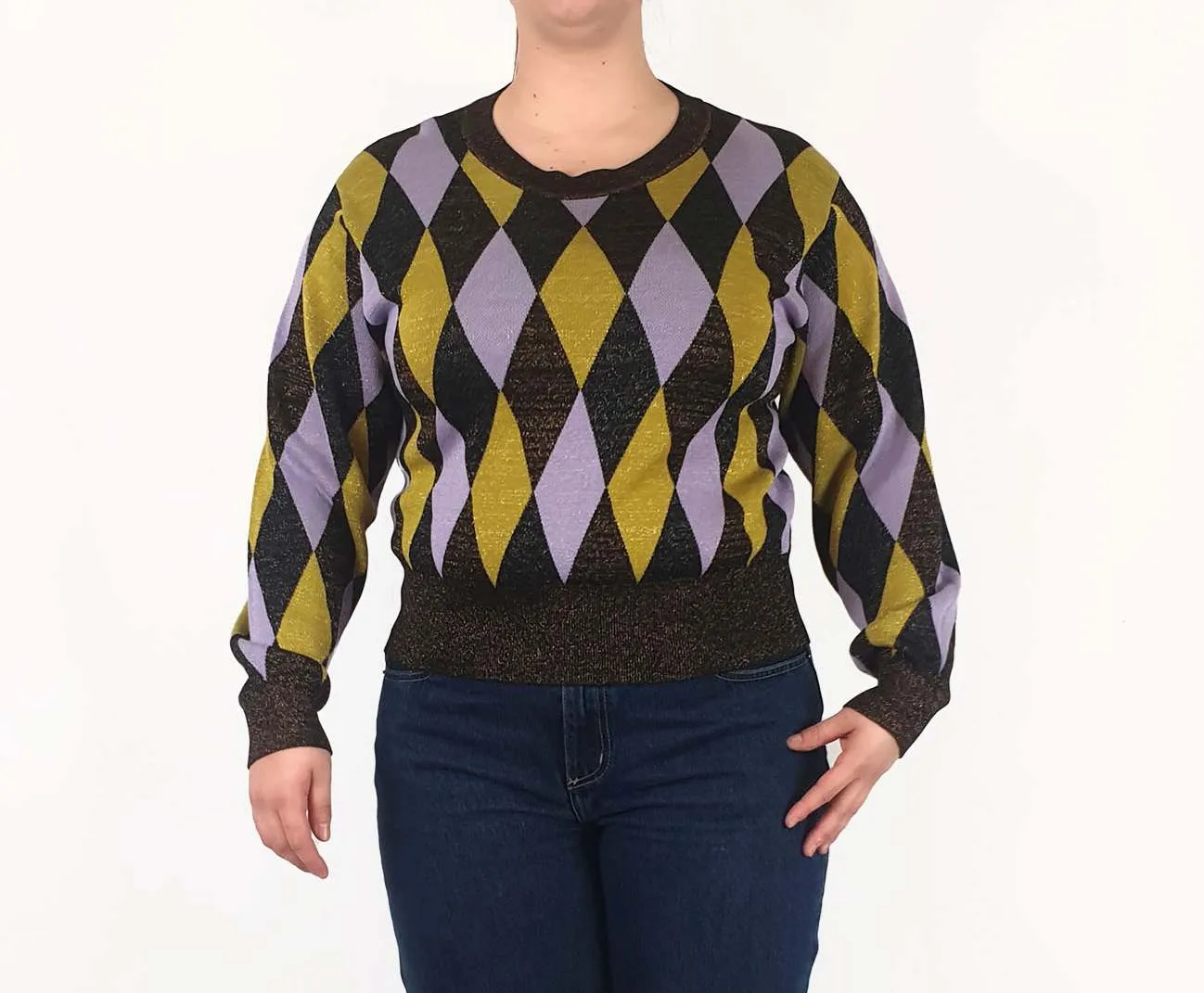 Gorman colourful diamond metallic knit jumper size 16