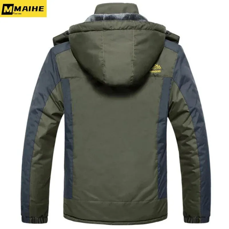 Gorpcore Winter Outdoors Jackets Plus Size 7XL 8XL 9XL Thicken Fleece Warm Coats Men Outwear Waterproof Windproof Hooded Jacket