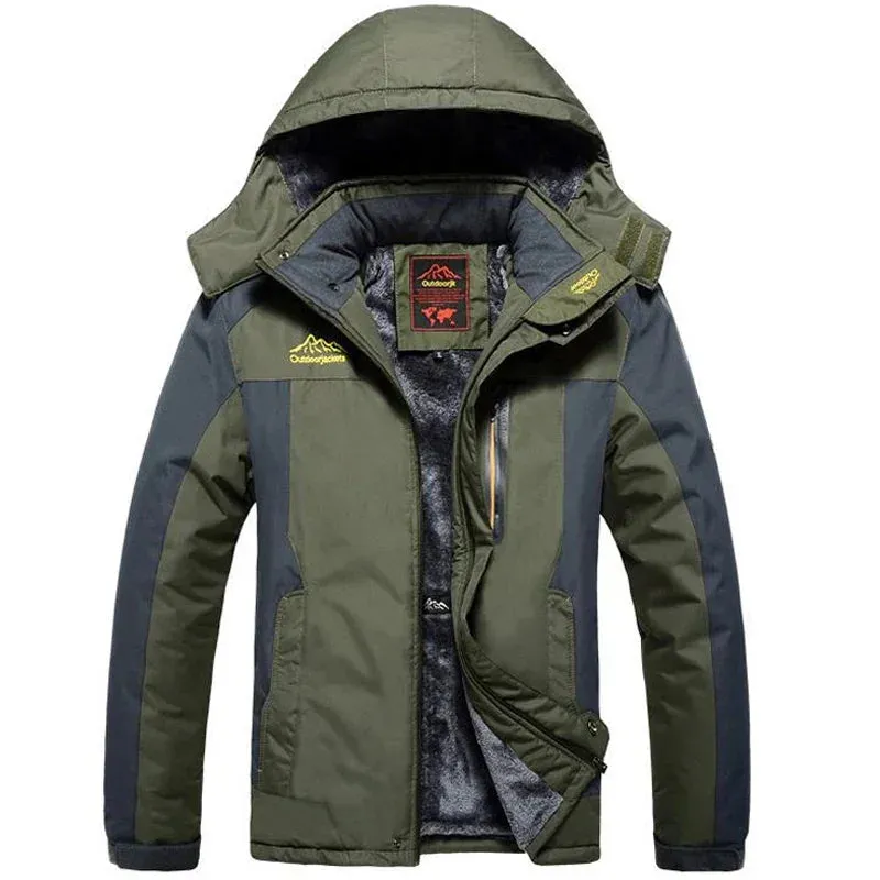 Gorpcore Winter Outdoors Jackets Plus Size 7XL 8XL 9XL Thicken Fleece Warm Coats Men Outwear Waterproof Windproof Hooded Jacket