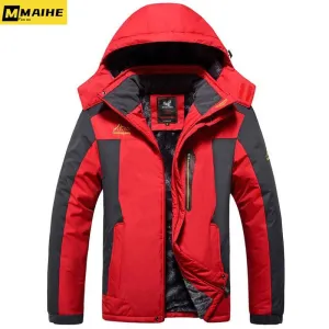 Gorpcore Winter Outdoors Jackets Plus Size 7XL 8XL 9XL Thicken Fleece Warm Coats Men Outwear Waterproof Windproof Hooded Jacket