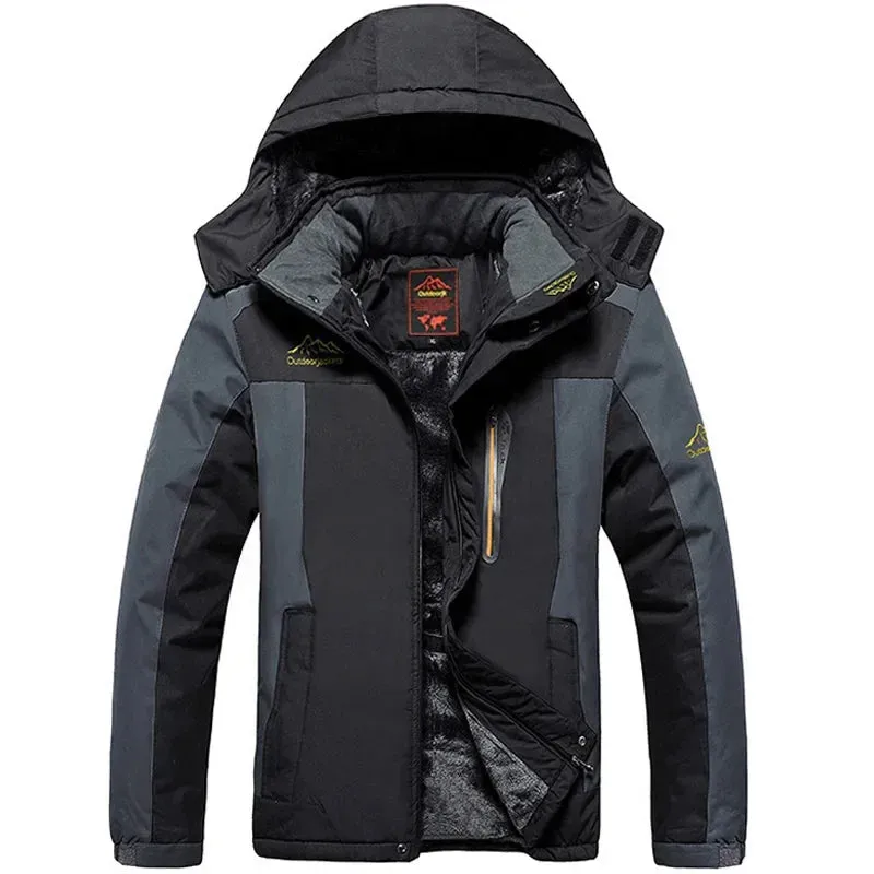 Gorpcore Winter Outdoors Jackets Plus Size 7XL 8XL 9XL Thicken Fleece Warm Coats Men Outwear Waterproof Windproof Hooded Jacket