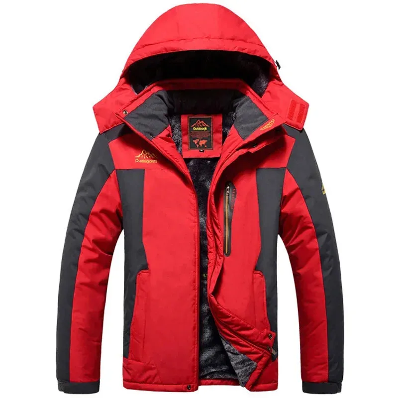 Gorpcore Winter Outdoors Jackets Plus Size 7XL 8XL 9XL Thicken Fleece Warm Coats Men Outwear Waterproof Windproof Hooded Jacket
