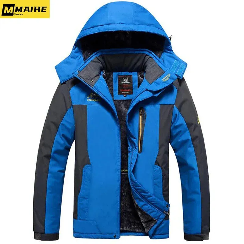 Gorpcore Winter Outdoors Jackets Plus Size 7XL 8XL 9XL Thicken Fleece Warm Coats Men Outwear Waterproof Windproof Hooded Jacket
