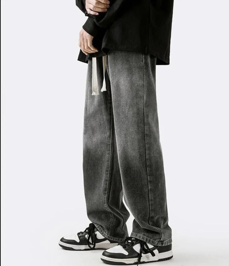 Gradient Elastic Waist Drawstring Jeans