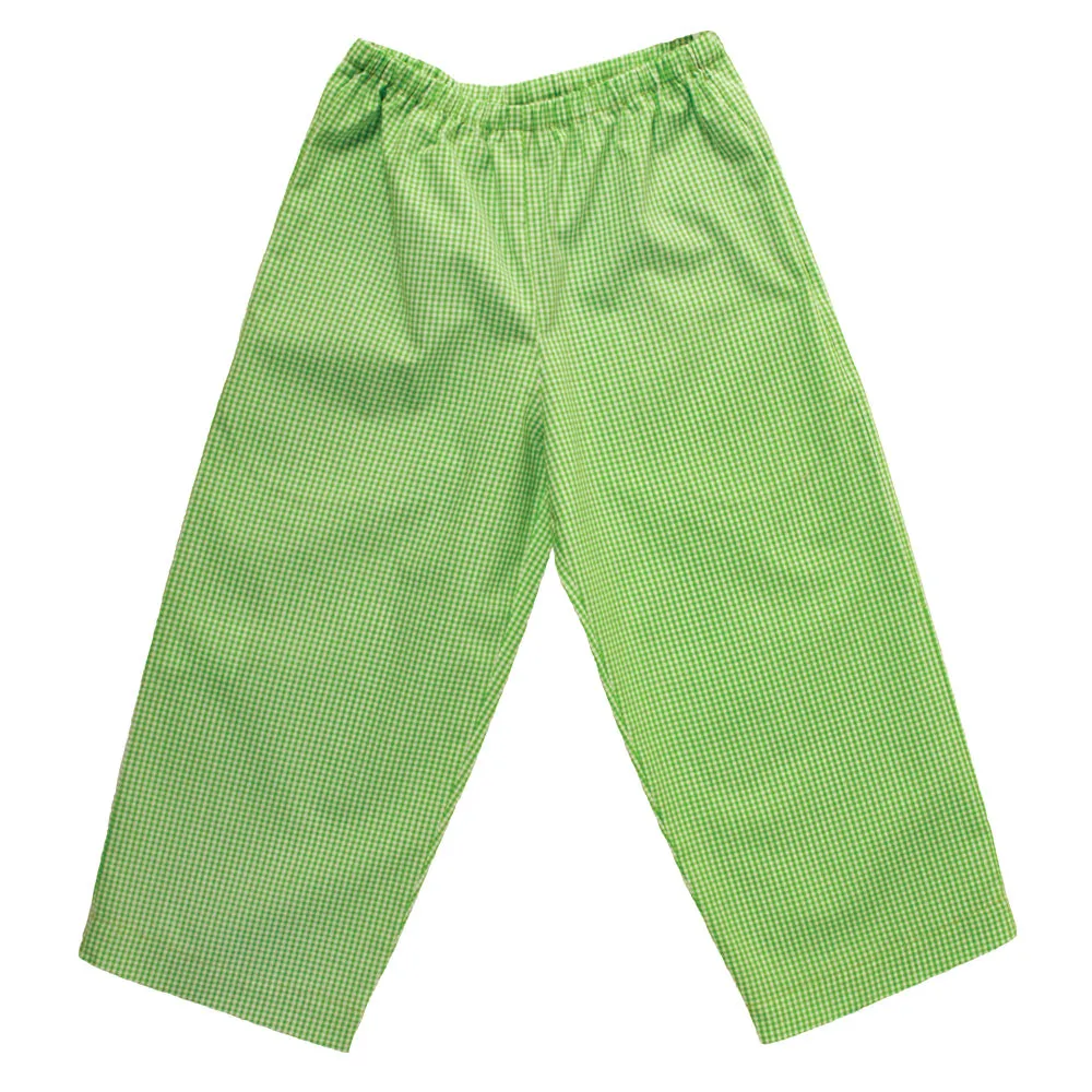 Green Gingham Pants with Pockets