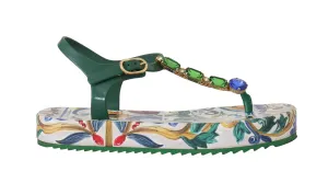 Green Majolica Crystal Rubber Sandals