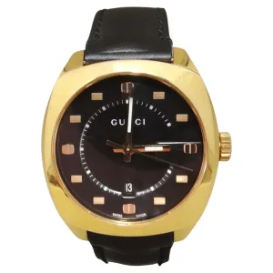 Gucci GG2570 Gold Tone Black Leather Watch