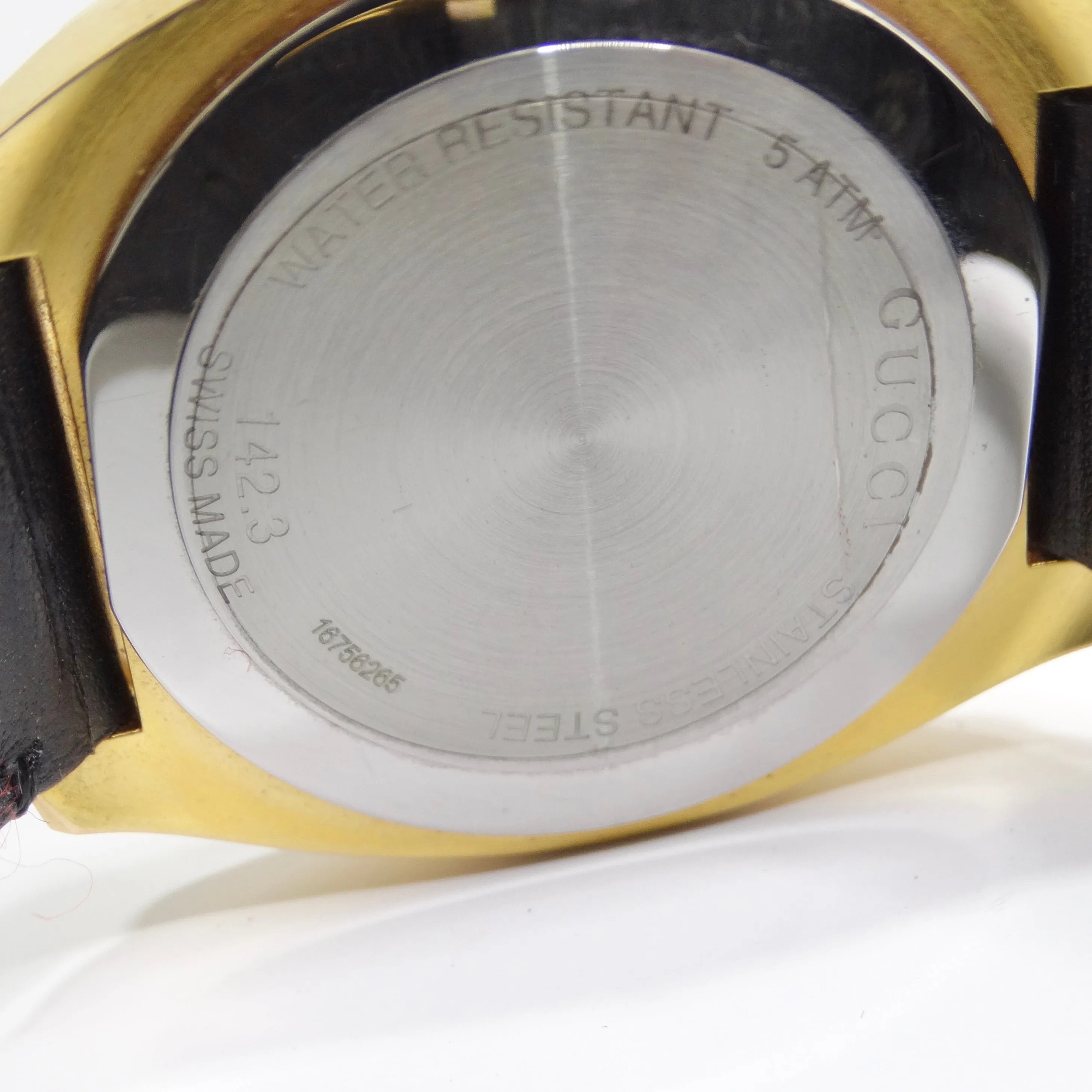 Gucci GG2570 Gold Tone Black Leather Watch
