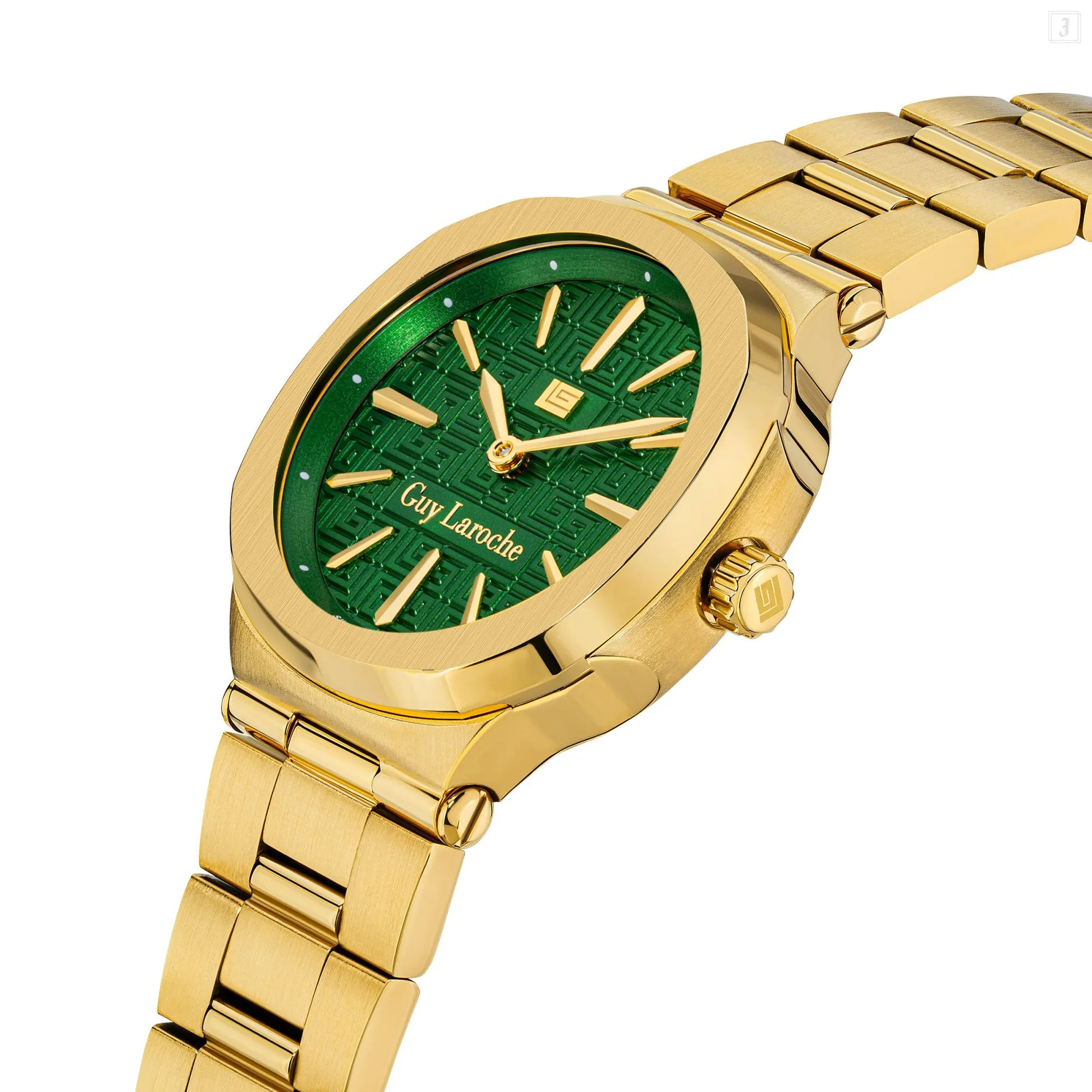 Guy Laroche Charlie Ladies Green Dial Gold Plated Watch