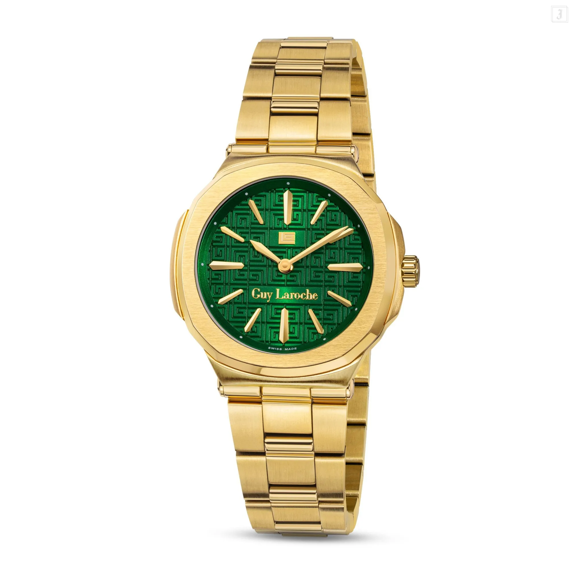 Guy Laroche Charlie Ladies Green Dial Gold Plated Watch