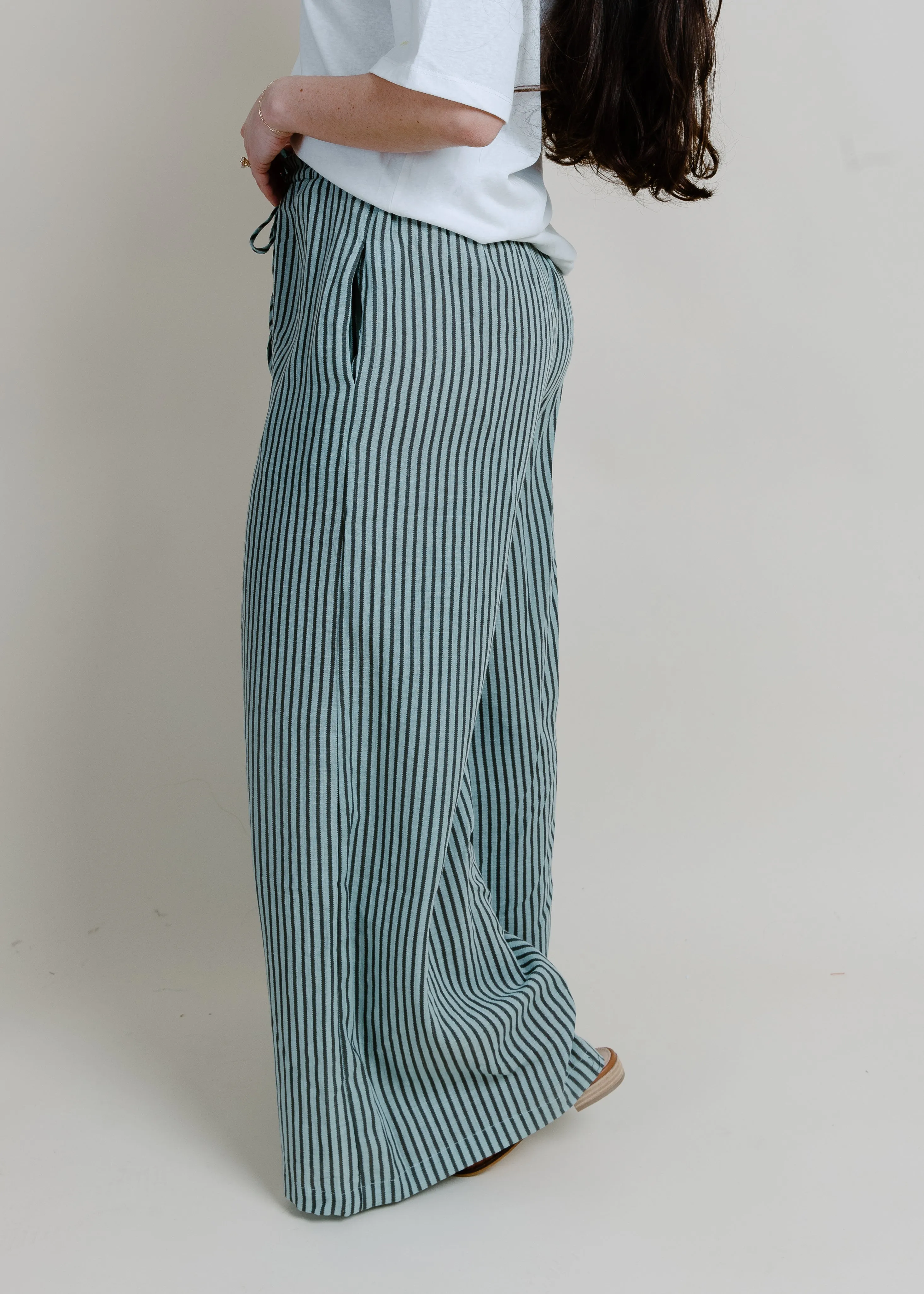 Hampton Summer Striped Pants - Aquamarine