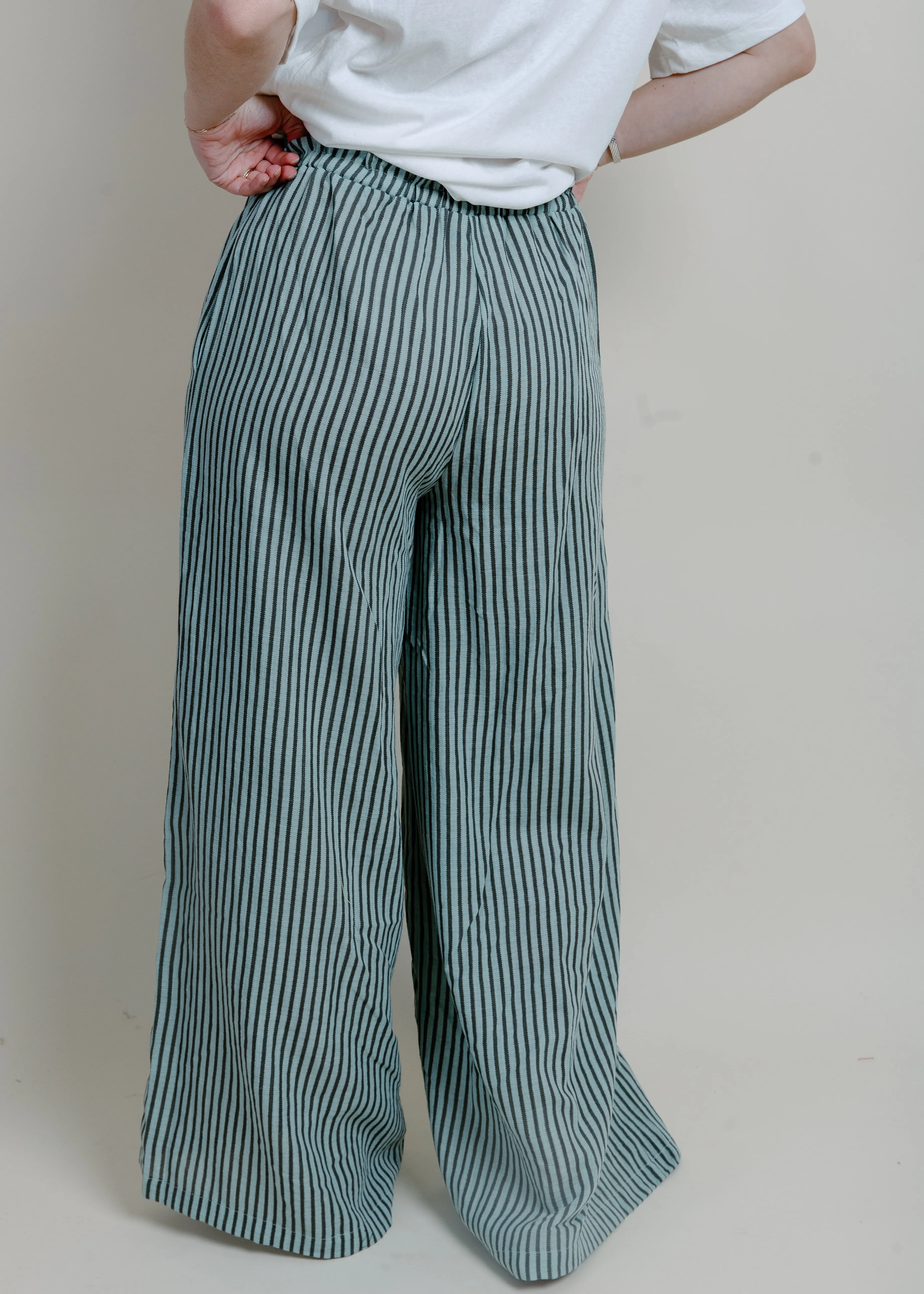 Hampton Summer Striped Pants - Aquamarine