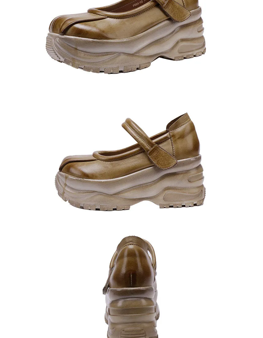 Handmade Retro Wide Toe Box Platform Sandals