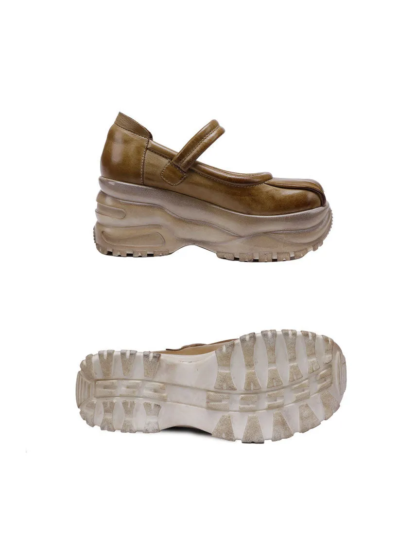 Handmade Retro Wide Toe Box Platform Sandals