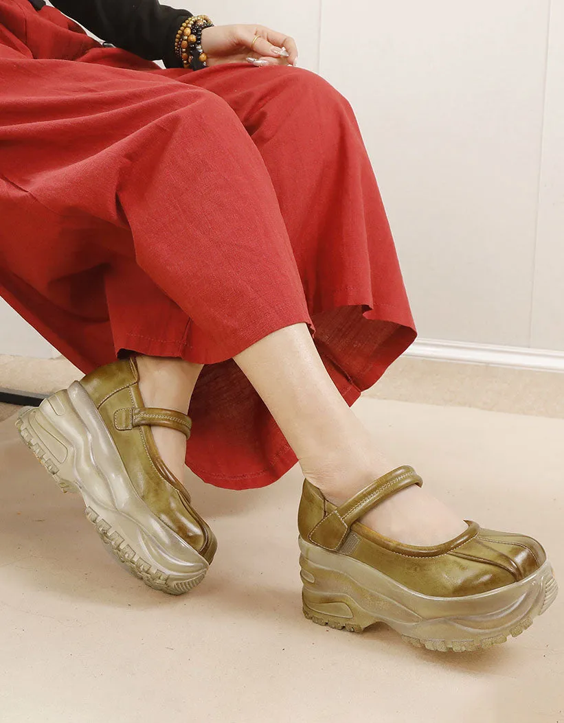 Handmade Retro Wide Toe Box Platform Sandals