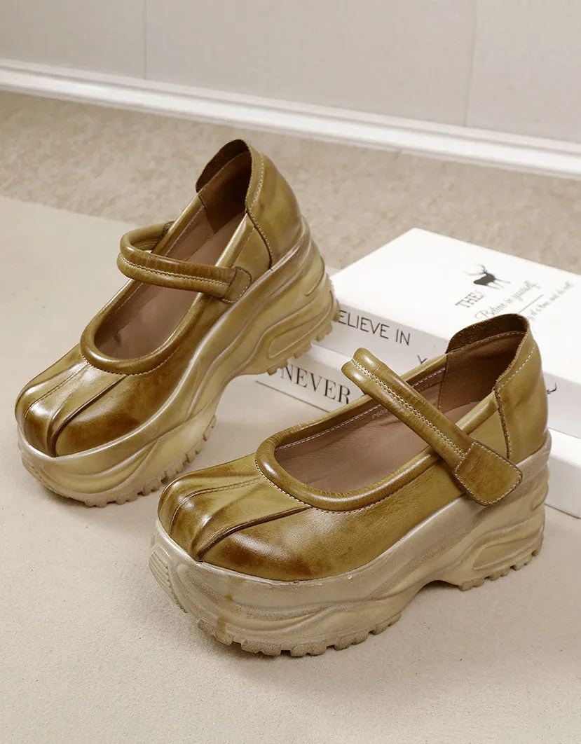 Handmade Retro Wide Toe Box Platform Sandals